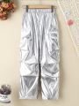 Tween Girl Flap Pocket Side Ruched Cargo Pants