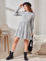 SHEIN Teen Girls Puff Sleeve Ruffle Hem Thermal Dress