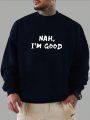 Extended Sizes Men Plus Slogan Graphic Sweatshirt