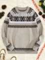 SHEIN Men Geo Pattern Raglan Sleeve Sweater