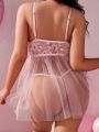 Valentine's Day Theme Plus Size Women's Sexy Lingerie With Heart-Shaped Embroidery