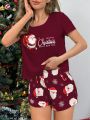 Christmas Print Tee & Shorts PJ Set
