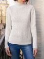 SHEIN Frenchy Women's Stand Collar Solid Color Casual Sweater