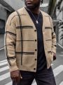 Manfinity Homme Men's Plus Size Loose Button Front Plaid Cardigan