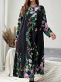 EMERY ROSE Plus Size Women's Floral Printed Long Dress