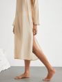 SHEIN Leisure Women'S Round Neck Long Sleeve Homewear Dress