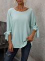 Round Neck Split Sleeve T-shirt