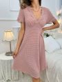 Lace Panel Solid Color Short Sleeve Sleep Dress