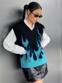 SHEIN Coolane Fire Pattern Sweater Vest Without Blouse