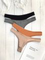 Women's Solid Color Thong Panties (4pcs/pack)