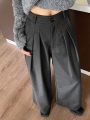 FRIFUL Women's High Waist Pleated Wide Leg Pants