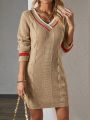 SHEIN LUNE Striped Contrast Sweater Dress