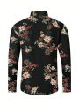 Men's Flower Printed Long Sleeve Shirt