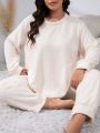 Plus Solid Rib-knit PJ Set