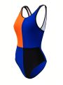 SHEIN Swim SPRTY Women's Color Blocking One Piece Swimsuit