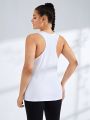 SHEIN Street Sport Plus Size Letter Print Racerback Sport Tank Top