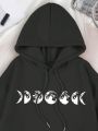 Women's Moon Pattern Hooded Sweatshirt