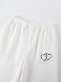 Women's Simple Solid Color Sweatpants With Heart Print