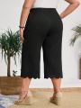 SHEIN CURVE+ Plus Size Solid Color High-waisted Wide Leg Pants