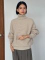 FRIFUL Women'S Turtleneck Batwing Sleeve Sweater