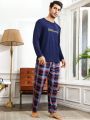 Men'S Plaid Elastic Waist Home Wear Bottoms