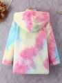 SHEIN Kids EVRYDAY Tween Girl Tie Dye Hooded Open Front Hooded Coat Without Sweater