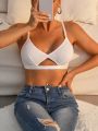 SHEIN Solid Cut Out Front Bra