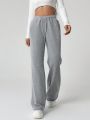 Fleece-lined Drawstring Straight-leg Pants, Keep Warm