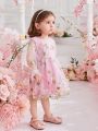 Baby Girls' Sweet Embroidered Mesh Dress For Spring/Summer