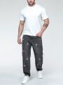 Men Plus Star Print Straight Leg Jeans