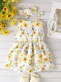 Baby Girl Flower Printed Sleeveless Dress
