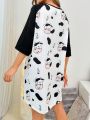 Cow Print Raglan Sleeve Nightdress