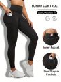 Wide Waistband Phone Pocket Sports Leggings