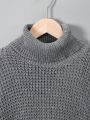 Teen Boy Turtleneck Drop Shoulder Sweater