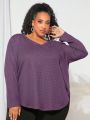 SHEIN CURVE+ Plus Waffle Knit Curved Hem Tee