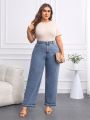 SHEIN Privé Women's Plus Size Tapered Jeans Without Stretch