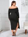 SHEIN Privé Plus Size Elegant Off Shoulder Split Dress