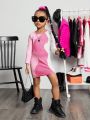 SHEIN Kids Y2Kool Young Girl Colorblock Ribbed Knit Dress