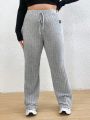 Ribbed Pit Strip Casual Flared Pants