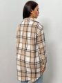 SHEIN SXY Women's Plaid Drop Shoulder Coat