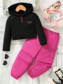 SHEIN Kids Y2Kool Sweet And Cool Two-piece Set For Girls