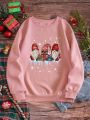 Christmas Print Thermal Lined Sweatshirt