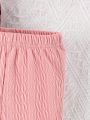 Three Piece Set Of Solid Color Bell Bottoms For Baby Girls