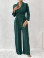 SHEIN Frenchy Women's Casual Jumpsuit With Shawl Collar