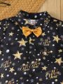 Infant Boys' Star & Letter Print Short Sleeve Shirt And Shorts Set