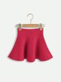 SHEIN Kids EVRYDAY Toddler Girls' Solid Color Knitted Sweater Skirt