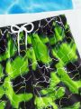 Teenage Boys' Lightning Printed Swimming Trunks