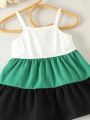 Baby Girls' Casual And Simple Colorblock Patchwork Dress