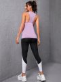 Women's 2 in 1 Tank Top With Open Back And Contrasting Color Sports Pants