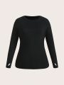 Plus Size 2pcs Round Neck Long Sleeve T-Shirt